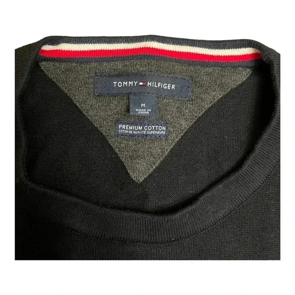 Tommy Hilfiger Cotton Crewneck Black Gray Preppy Light Sweater Men’s size M - Picture 3 of 10